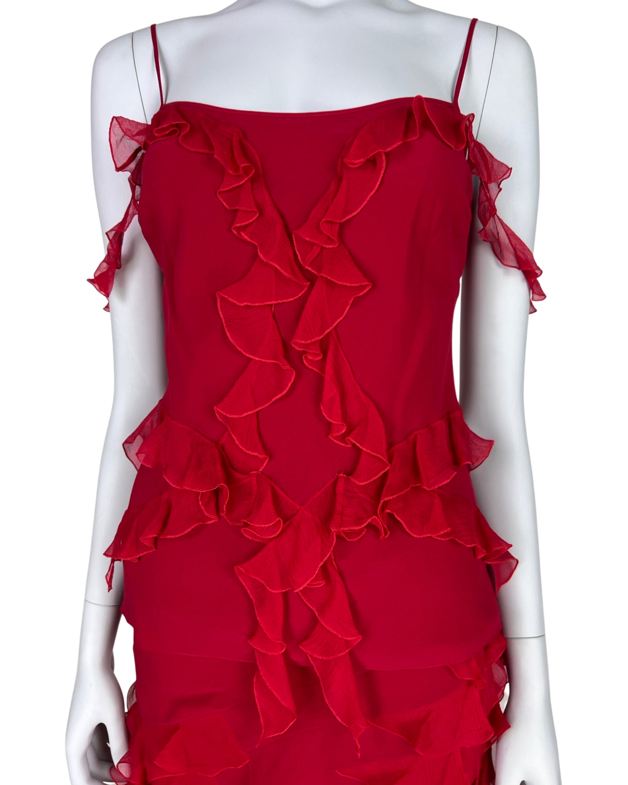 Dior Fall 2004 Red Ruffled Silk Set
