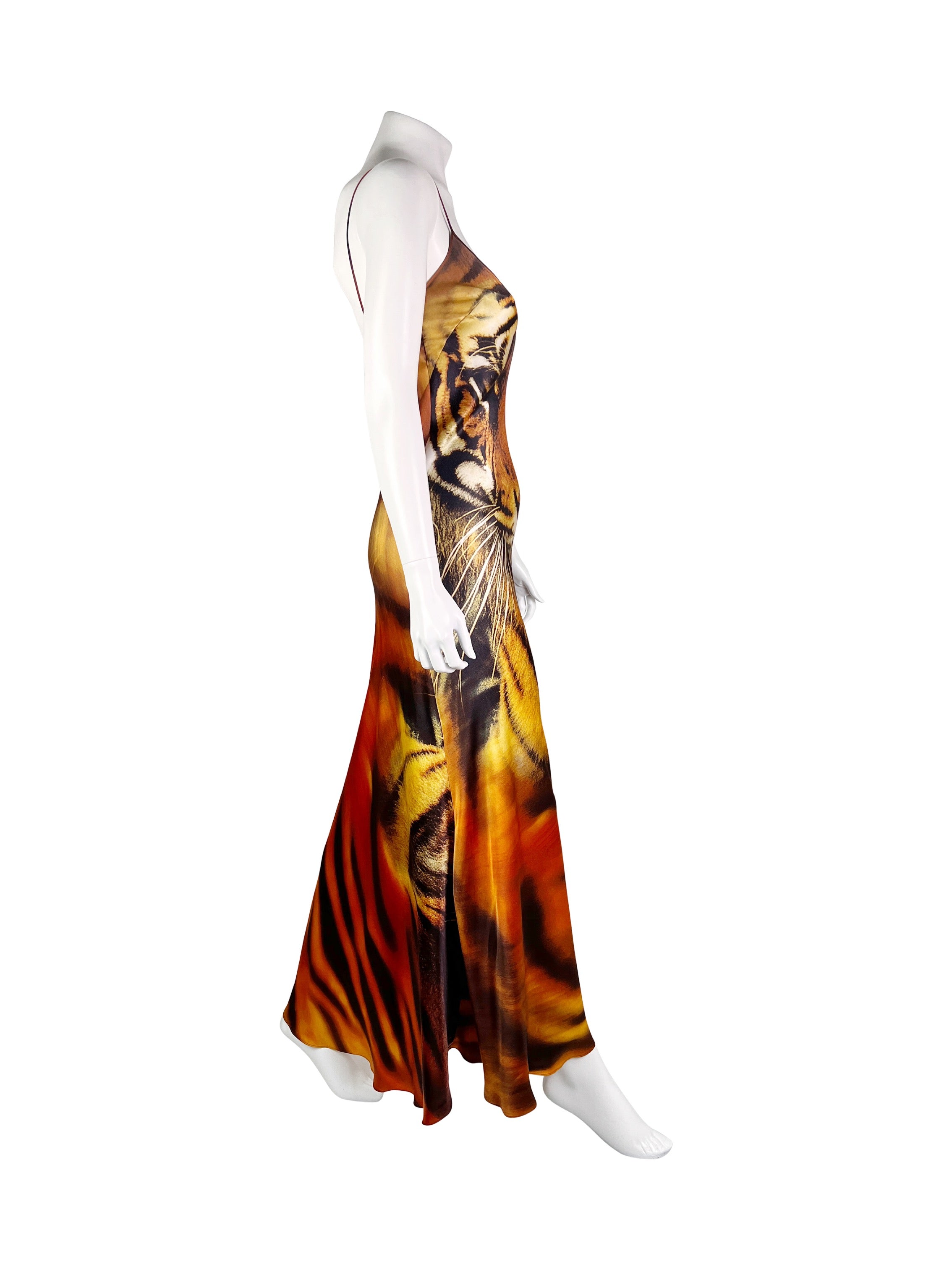 Roberto Cavalli Fall 2000 Tiger Print Silk Gown